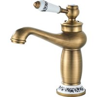 Vintage Blue And White Porcelain Bathroom Faucet, Ceramic Handle Basin Faucet, Brass