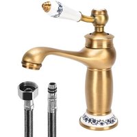 Vintage Brass Basin Mixer Tap, Bathroom Basin Mixer Tap, Antique Brass Ceramic Mixer Tap, Vintage Basin Mixer Tap, Antique Brass Bathroom Mixer Tap With Handle