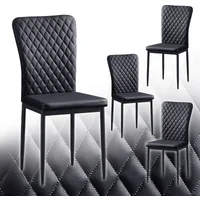 Ainpecca - Set Of 6 Faux Leather Dining Chairs High Back Kitchen Counter Chairs Home & Restaurants& Lounge Leisure&living Room(black,4pcs)