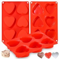 Silicone Chocolate Molds, 6 Compartment Heart-shaped Soap Mold For Valentine's Day Cake, Jelly Pudding, Handmade Soap, Set Of 3 Red Silicone Soap Molds