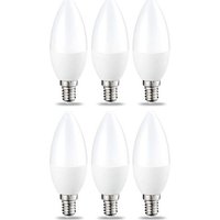 Pack Of 6 Small Led Flame-shaped Bulbs, E14 Screw-in Edison Base, 5w (40w Equivalent), Warm White, Non-dimmable