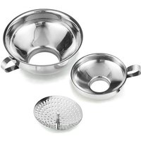 Canning Funnel With Strainer For Wide And Standard Mason Jars - Wide Canning Supply Kit - Stainless Steel - Set Of 3 (small And Large)