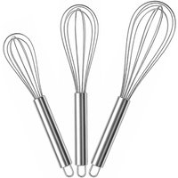 Relaxdays - 2x Whisk Set Of 3, Large Stainless-steel Eggbeater, Dishwasher-safe, Mini Whisk Broom, 8 Inch, 10 Inch, 12 Inch