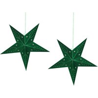 Beliani Hanging Decorations Led Emerald Green Paper Of Velvet (pack Of 2) Does Not Require Assembly, 45 X 18 X 45 Cm Motti