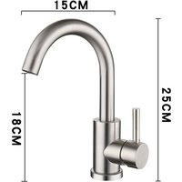 304 Stainless Steel Kitchen Faucet, Sink, And Vegetable Washing Basin - Brushed Gold Large Bend, Household Hot And Cold Water Faucet - 304 Brushed Small Bend