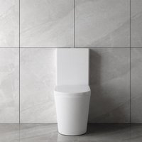 Sky Bathroom Rimless Close Coupled Toilet Soft Close Seat Round White Pan