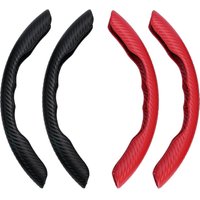 Set Of 2 Replacement Carbon Fiber Steering Wheel Covers, Black And Red, For Most Cars With A Steering Wheel Diameter Of Approximately 38 Cm.