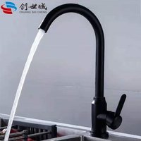 Stainless Steel Ball Bearing Kitchen Tap, Hot And Cold Water, 2 In 1 For Sinks And Vegetable Bins, Anti-splash Tap - Black With Large Elbow.