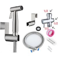Handheld Bidet Sprayer, Stainless Steel Brushed Nickel Sprayer Kit, Bathroom Cloth Diaper Cleaner, Portable Rustproof Shower Nozzle (g1/2)
