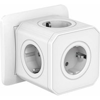 5-in-1 Cube Wall Power Strip With Overload & Surge Protection, 4000w/16a Cube Power Strip With Safety Door, Portable Power Strip For Office And Travel - White