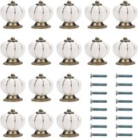 White And Gold Ceramic Furniture Knob With Pumpkin Shape Screws (pack Of 16) - 1.4 X 1.5 Inch - Vintage Round Furniture Knob - For Home, Office, Kitchen Cabinet, Drawers And Cupboard