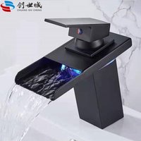Direct Sales From The Factory Of Led Waterfall Faucets, Square Illuminated And Color-changing Faucets For Washbasins And Furniture, Cross-border Sourcing – Discreet Black Model