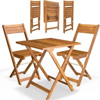 Casaria® 3-piece Bistro Table And Set Of 2 Chairs Elegant Acacia Wood Foldable Coffee Table & Chairs Ideal For 2 People Weatherproof Garden Patio Furniture Brown Brown