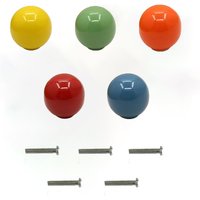 5pc Vintage Colourful Ceramic Door Drawer Handles, 33 Mm Round Drawer, Furniture Knobs, Door Knobs, Ball Shape Furniture Handles For Cupboards, Dresser, Kitchen, (5, Colour)