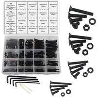 M3 M4 M5 M6 Screw, Bolt And Nut Set, 500 Pieces Black Hex Socket Head Cap Screws Flat Head Bolts, Threading Machine Bolt And Nut Assortment Tool Set