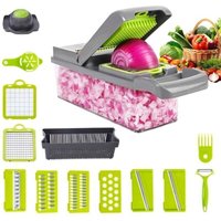 Multifunctional Vegetable Cutter, 12-in-1 Kitchen Tool, Manual Vegetable Cutter, Professional Kitchen Tool, Vegetable Cutter With 7 Adjustable Blades, Vegetable Cutter For Onions, Tomatoes, Carrots An