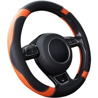 Car Steering Wheel Cover, Universal Microfiber Leather Steering Wheel Covers 37-38cm / 15", Non-slip, Breathable, Durable (orange)