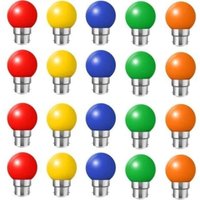 Pack Of 20 B22 Bayonet Led Bulbs, 2w, Multicolor (red, Yellow, Orange, Green, Blue), Shatterproof, 20w Equivalent