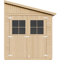 Wooden Garden Shed - Lean-to Shiplap Wooden Shed H244 X 218 X 416 Cm / 8 M2 - Outdoor Garden Shed With Impregnated Floor - 17 Mm Planks - Timbela M340a+m340g (with Side Wall)