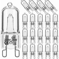Pack Of 20 Dimmable Halogen Bulbs, G9 Base, 25w, Warm White 2800k For Chandeliers And Pendant Lights