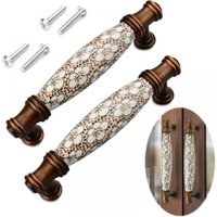 2 Pieces Drawer Cabinet Handle With Screws Hole Distance 96mm Vintage Ceramic Furniture Handles, Ceramic Furniture Handle Furniture Drawer Pulls Zinc Alloy