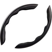 Universal Car Steering Wheel Cover, Set Of 2 Universal Carbon Fiber Steering Wheel Covers, Interior Accessory, Ultra Lightweight, For Most Cars (black)