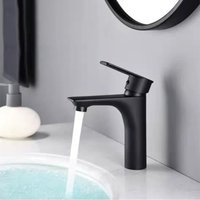 High-quality Nordic-style Washbasin Tap For Hot And Cold Water, Vanity Unit, Washbasin, Splash-proof Tap – Low Black Model