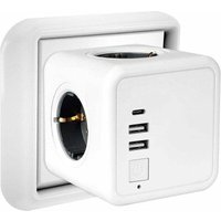 Multimedia Cube With 4 Buttons And 3 Usb Multimedia, 7 In 1 Usb Multimedia With Switch For Home And Office