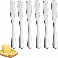 Butter Knife, 6-piece Butter Spreader Set With Serrated Edge, Professional 3-in-1 Butter Knife For Cutting Vegetables, Fruit, And Cheese (silver)