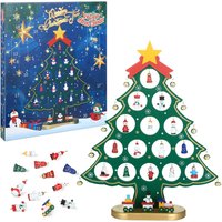 2023 Advent Calendar With Wooden Christmas Tree With 24 Ornaments, Christmas 24 Days Countdown Advent Calendar, Christmas Table Decoration For Children
