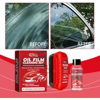 Car Window Crystal Clear Glass Cleaner Kit - Rainproof, Stain Removing, Cleaning, Car Window Cleaning Brush - Car Glass Cleaning Plate 120ml1 + Oil Film Brush Refill Liquid 60ml1 -- Biemmedue
