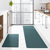 New Long Strip Pu Leather Waterproof And Non-slip Kitchen Mat, Oil-resistant, Simple Solid Color - Turquoise - 442400.8cm