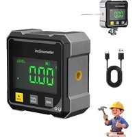 Pocket Digital Level, Protractor, Inclinometer, Professional Digital Display, Angle Gauge, 360-degree Magnetic Electronic Level, Laser