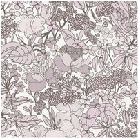 Profhome - Flowers Wallcovering Wall 377565 Non-woven Wallpaper Smooth With Floral Pattern Matt Cream Brown White Beige 5.33 M2 (57 Ft2)