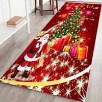 Christmas Mat, Non-slip Doormat, 3d Caroset Decoration, 40x120cm, Printed Santa Claus And Elk, Holiday Decoration
