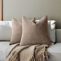 American Retro Soft Textured Chenille Throw Pillowcase, Solid Color, Sofa Cover (without Insert) -- Brown -- 4040