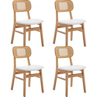 Wahson Dining Chairs 4pcs Upholstered In Pu Leather Retro Rustic Kitchen Chairs With Wooden Legs For Living Room Restaurant, White
