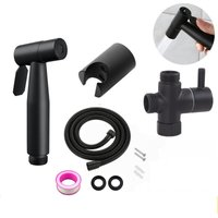 Portable Stainless Steel Hand Sprayer With G1/2" T-valve And 1.5m Hose + Stand (black)