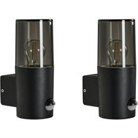 Beliani Outdoor Wall Lights Black Aluminium Modern Of Lamps (pack Of 2) Metal, 2 Bulbs, E27 Fitting, Ip 44 (waterproof), Painted, For Outdoor Use, 8 X 12 X 20 Cm Elrick