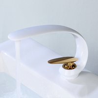 Ccykxa Bathroom Sink Faucets Brass-white Gold Sink Mixer Tap Single Hole Vanity Crane Lavatory Art Sink Faucet
