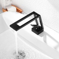 Bathroom Faucet Single Lever Sink Mixer Tap, Modern Sink Faucet, Creative Design Sink Faucets, Matte Black, Ceramic Valve, Adjustable Hot & Cold Water (no Hose)