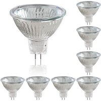 Pack Of 8 Bulbs Halogen To Reflector 12v Gu5.3 50w, Spot To Intensity Variable, Bulb Spot Halogen Mr16, 660lm, White Warm 2700k, Harness 36°, Base 2 Pins For Pairing D\'bulbs