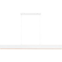 Beliani Led Pendant Lamp White Iron Linear Modern Scandinavian Style Wooden Metal, 1 Bulbs, Integrated Led, Warm White, Minimalist, Cord 200 Cm, 120 X 3 X 211 Cm Mara