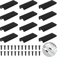 Invisible Cabinet Handle, 12 Concealed Door Handles For Cabinets And Drawers, The Black Drawer Handle Is Made Of Aluminum Alloy