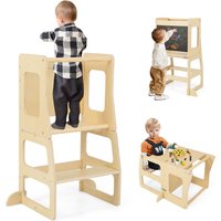 Costway - 3-in-1 Foldable Kitchen Standing Tower Toddlers Montessori Toddler Step Stool