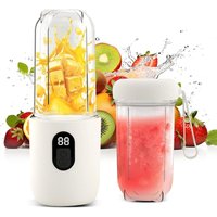 1500 Mah Portable Blender, Portable Electric Citrus Juicer With Digital Display, Cordless, 16-blade Stainless Steel Cutting Head, White