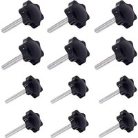12 Pieces M6 (32) × 40mm And M8 (38) × 40mm Male Thread Clamping Handle Gripandles Screw Knobs Handles Star Knob