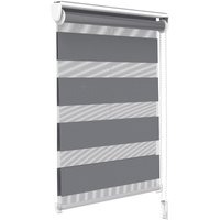 Vounot Zebra Roller Blind Double Fabric, Day And Night Translucent Or Blackout Vision Curtains, No Drilling For Window And Door , Grey, 90 X 150 Cm