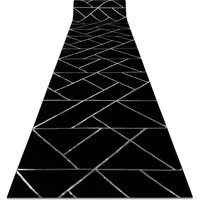 Rugsx - Exclusive Emerald Runner 7543 Glamour, Stylish Geometric Black / Silver 70 Cm Black 70x820 Cm