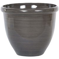 Beliani - Modern Round Garden Flower Pot Planter High Gloss Stone 44 x 44 cm Brown Tesalia